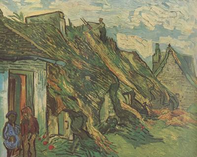 Vincent Van Gogh Thatched Sandstone Cottages in Chaponval (nn04) France oil painting art